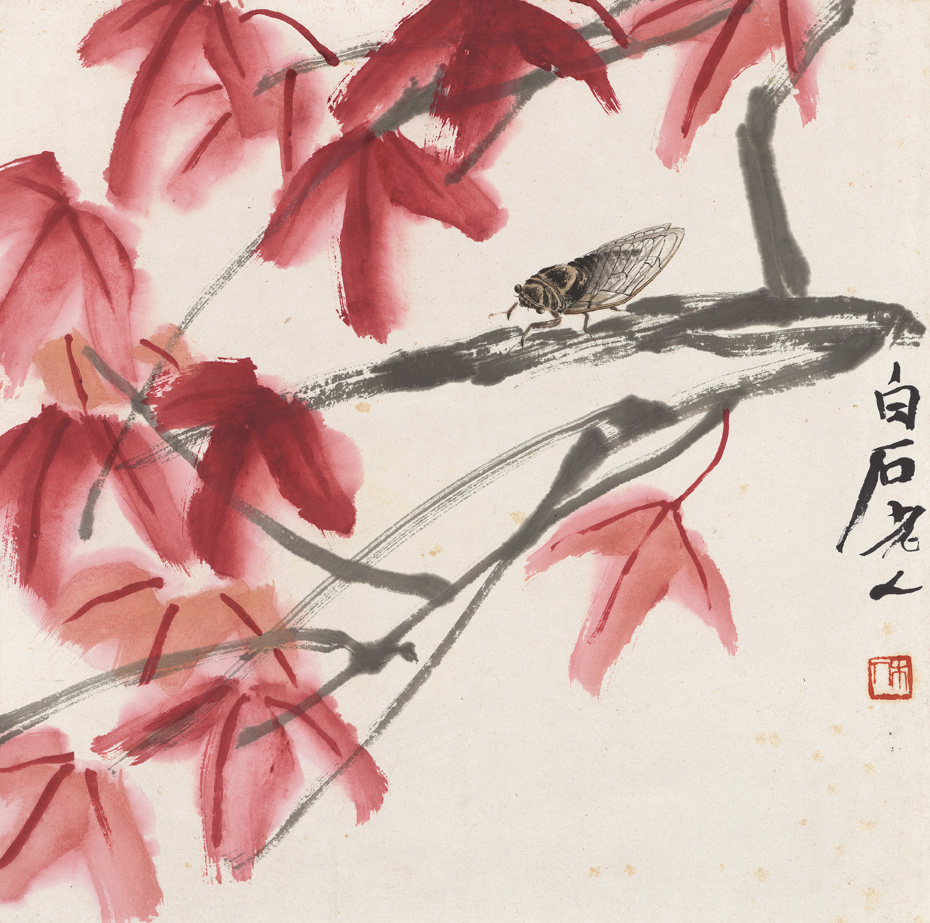 齐白石花果草虫册-红叶知了图.jpg